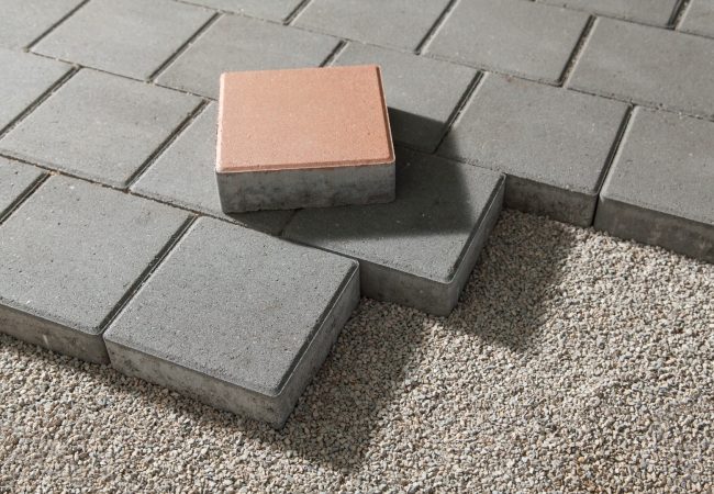 pedestrian path with paver bricks. Sidewalk pavement